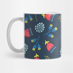 Blue Red Yellow Scattered Florals Mug